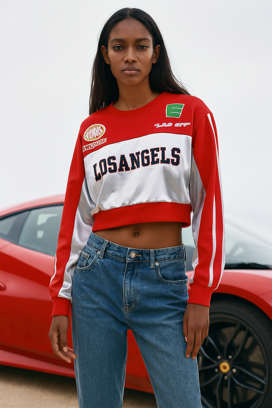 “Los Angeles Racer Crop Sweatshirt – Comfort Fit”